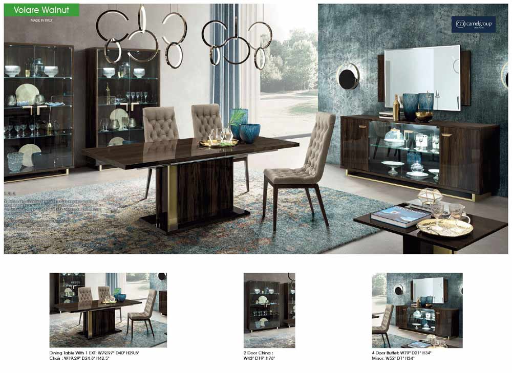 ESF Furniture - Volare 11 Piece Dining Room Set in Walnut - VOLARETABLE-11SET