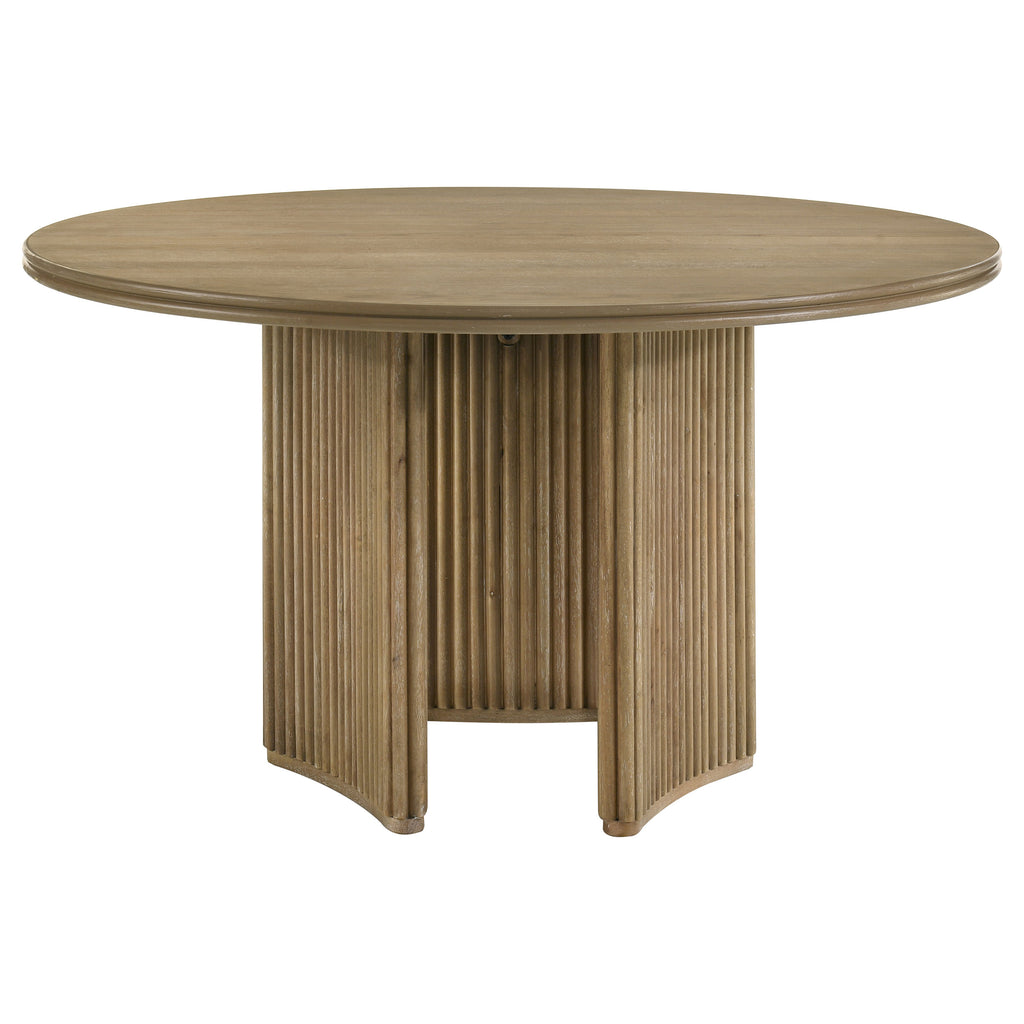 Adina Distressed Light Brown 53-inch Round Wood Dining Table