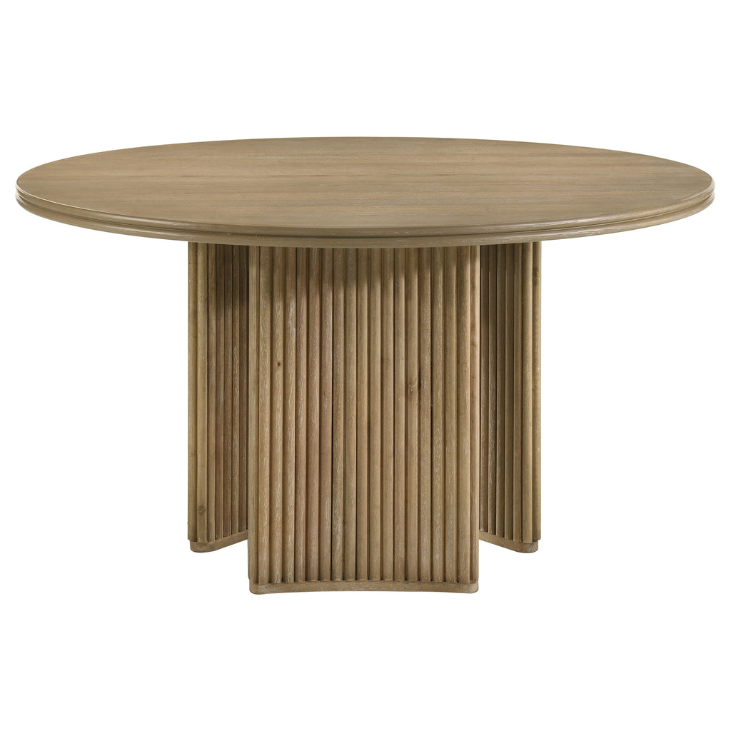 Adina Distressed Light Brown 53-inch Round Wood Dining Table