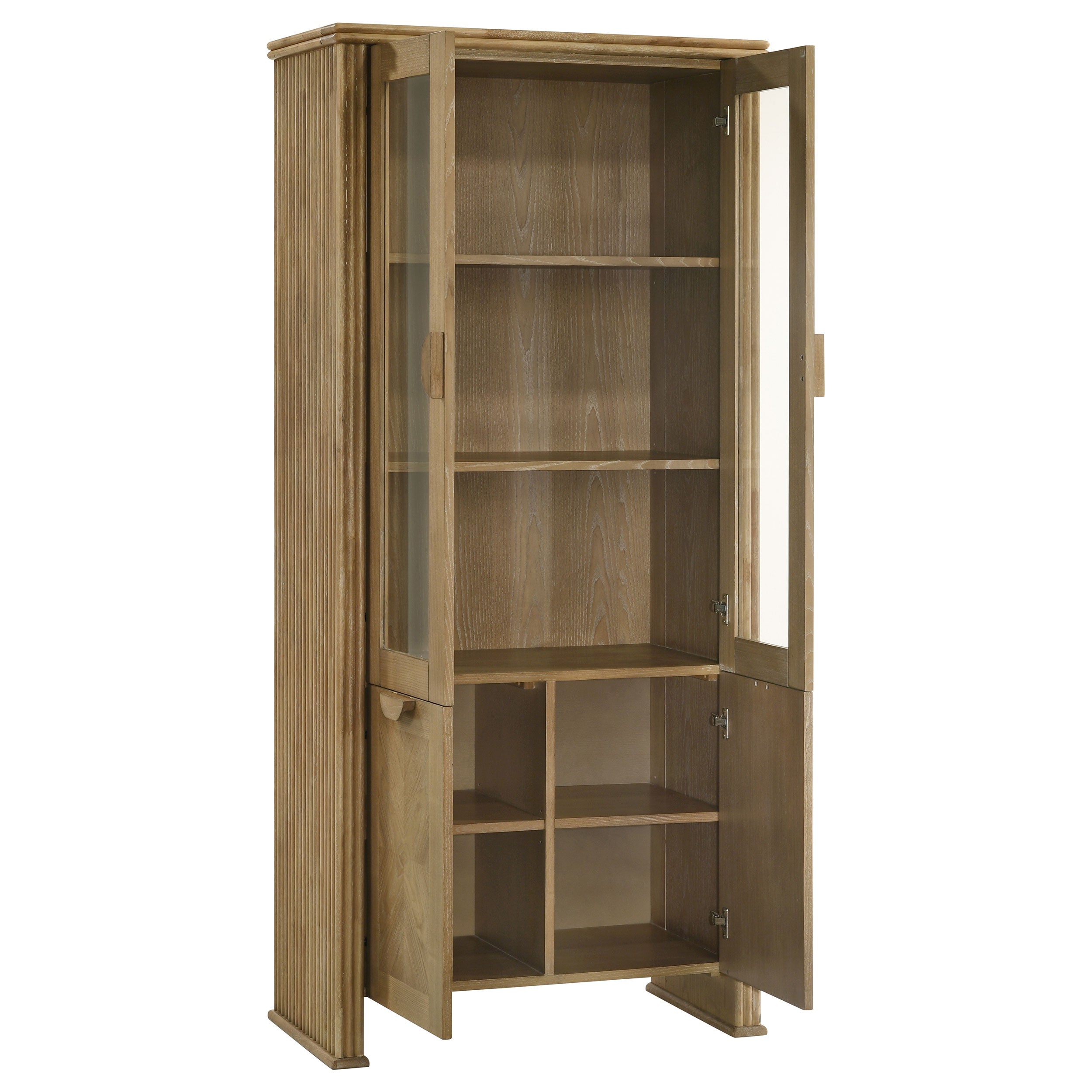 Adina Distressed Light Brown 77-inch Tall Display Cabinet