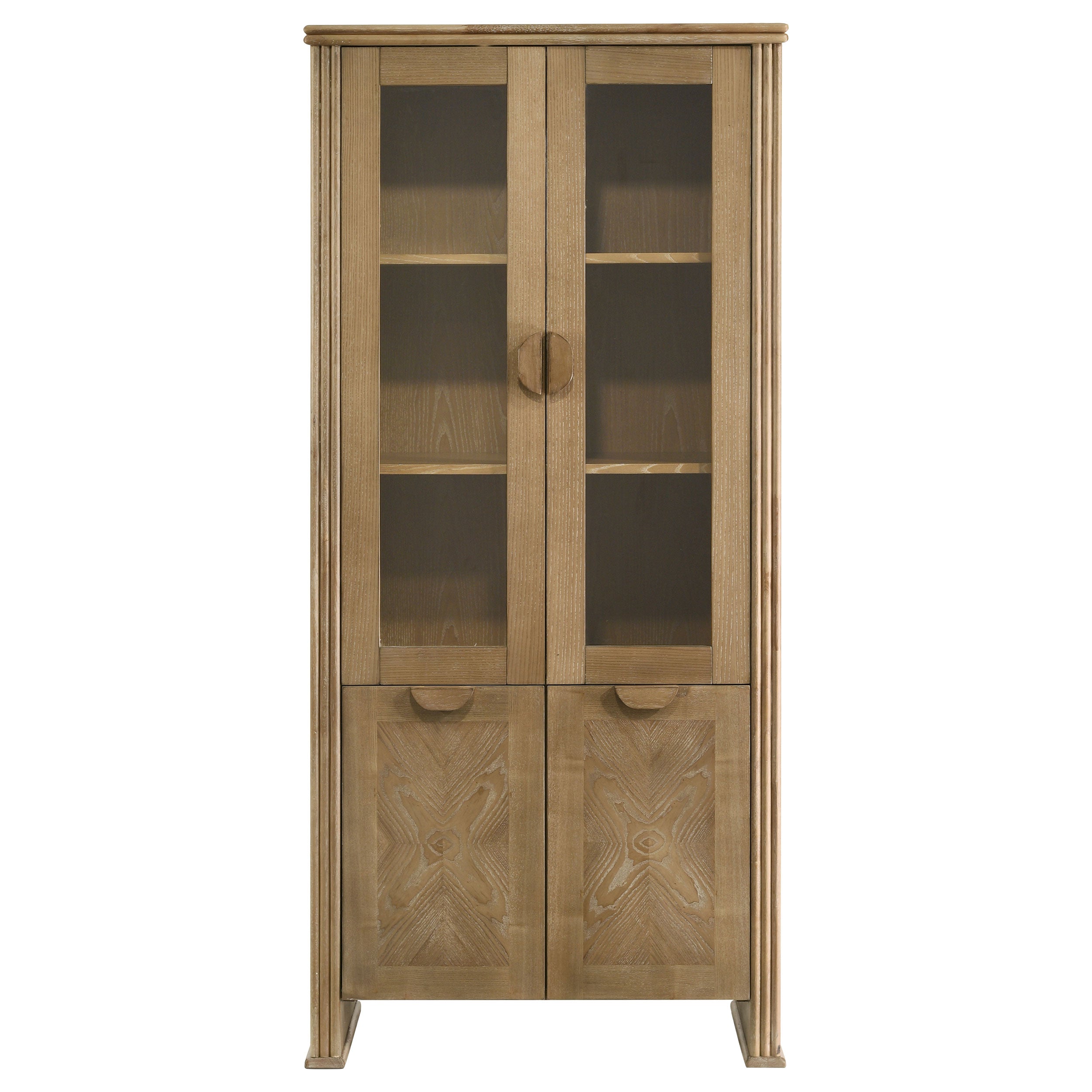 Adina Distressed Light Brown 77-inch Tall Display Cabinet
