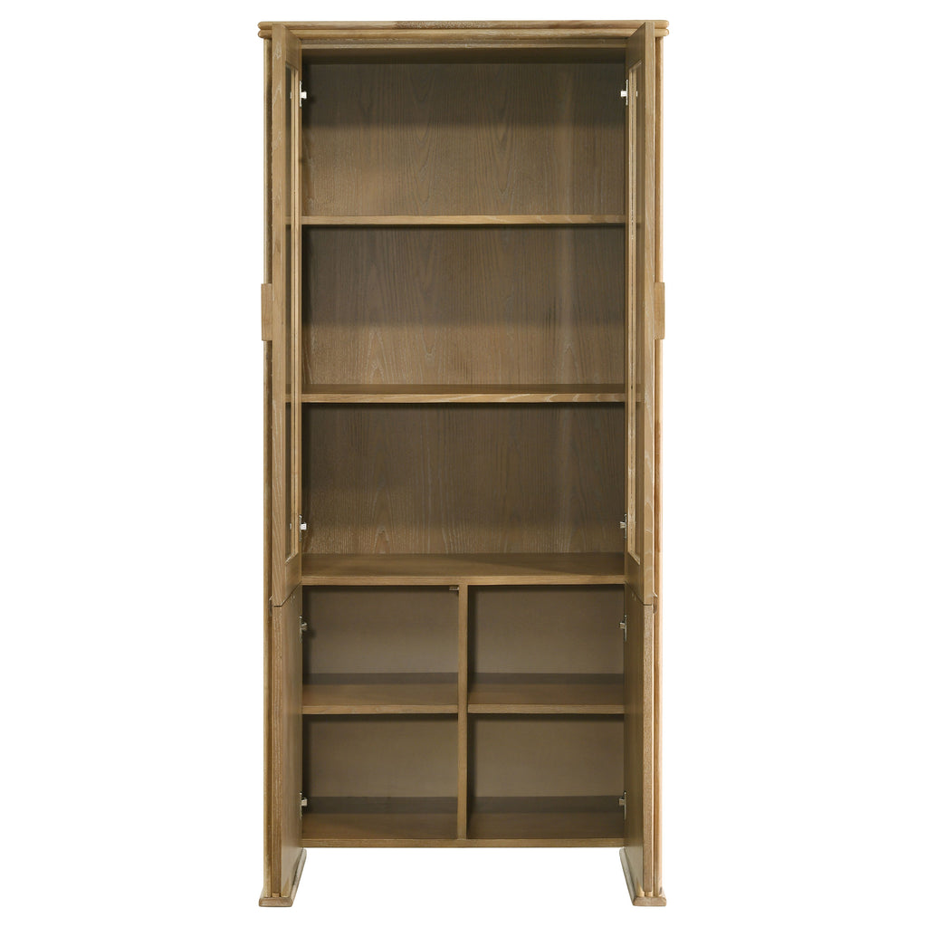 Adina Distressed Light Brown 77-inch Tall Display Cabinet