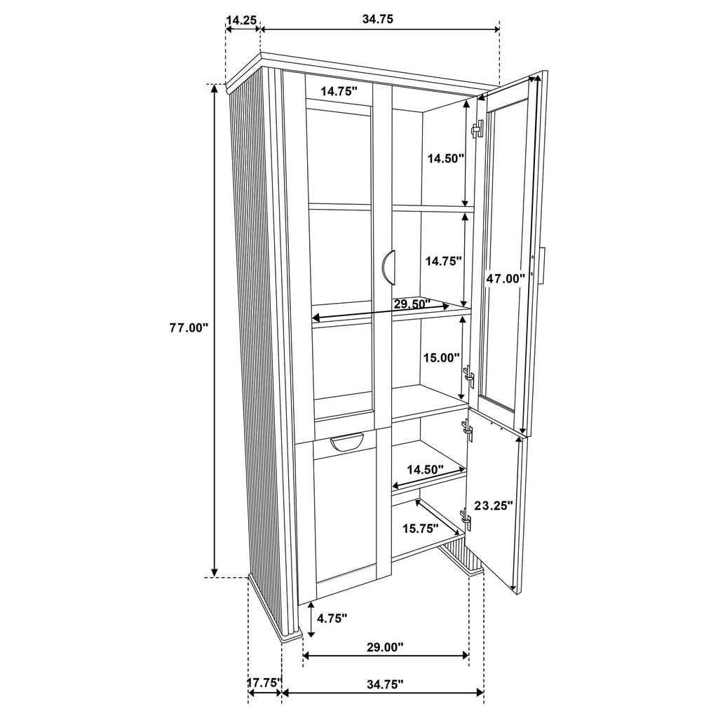 Adina Distressed Light Brown 77-inch Tall Display Cabinet