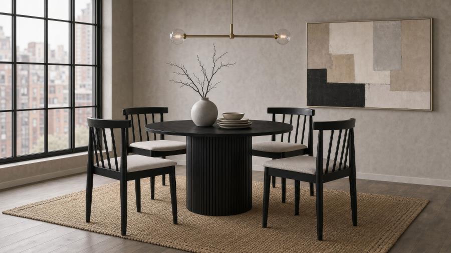 Hamlyn 5-piece Round Wood Dining Set Wheat and Black - 193930BLK-S5A
