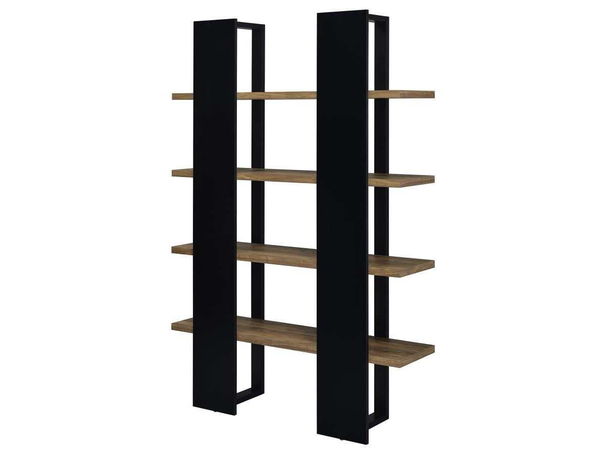 Danbrook 71-inch 4-shelf Bookshelf Black and Aged Walnut