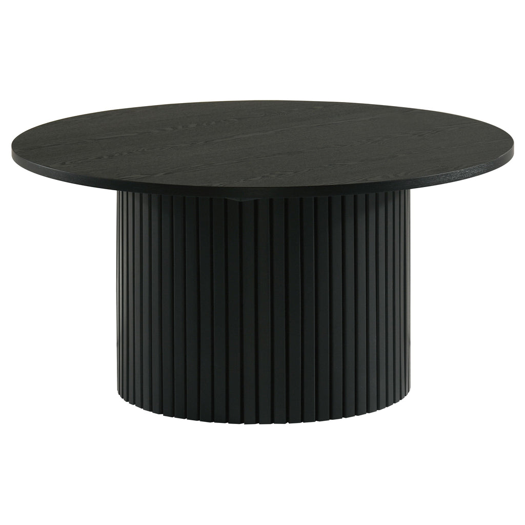 Hamlyn Round Fluted Occasional Cocktail Coffee Table Natural Oak