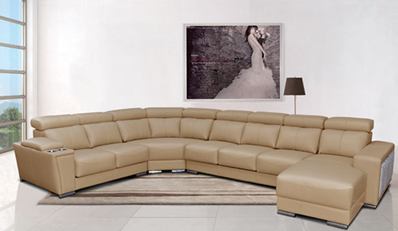 ESF Furniture - 8312 Sectional Sofa with Sliding Seats in Beige - 8312SECTIONALR
