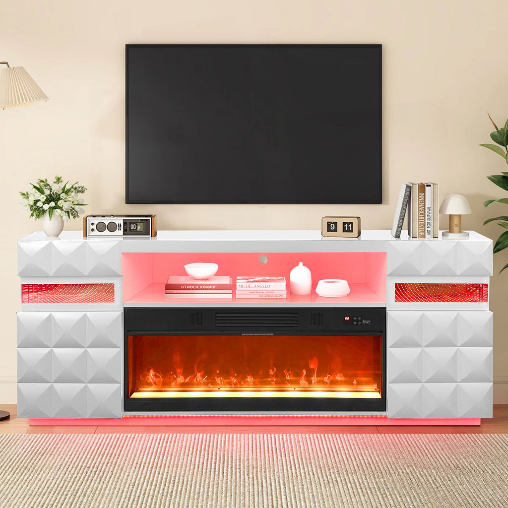 Alix White Electric Fireplace TV Stand