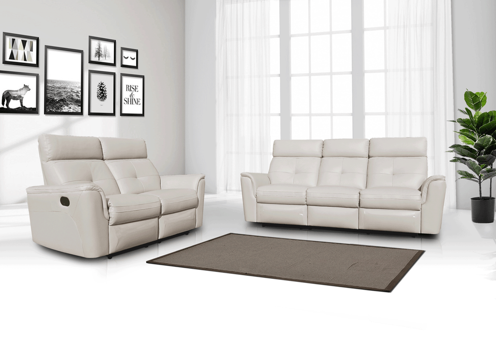 ESF Furniture - 8501 2 Piece w/Manual Recliner in White - 85012SNOWWHITE