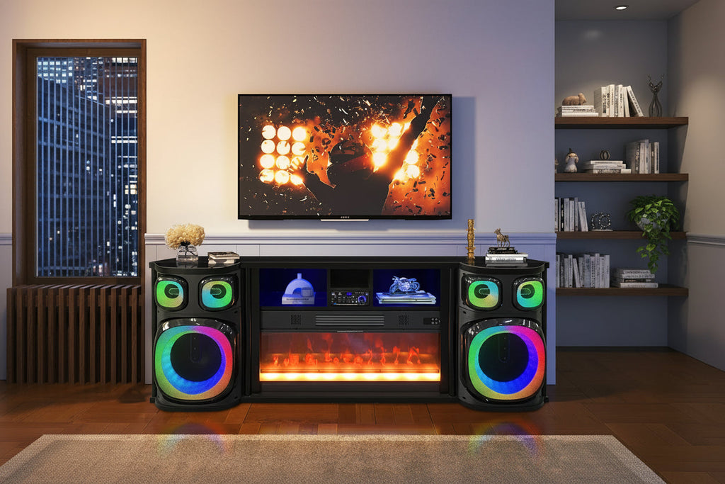 Party On Black Fireplace