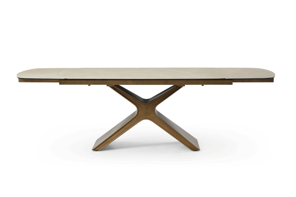 ESF Furniture - 9368 Dining Table Taupe with 1239 swivel beige chairs 7 Piece Dining Room Set - 9368TABLETAUPE-1239-7SET