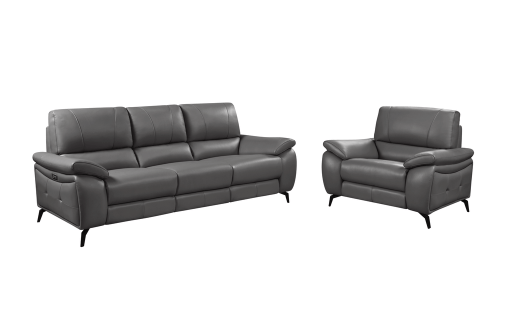 ESF Furniture - 2934 Living Room 3 Piece Living w/Electric Recliner Room Set in Dark Gray - 29343DARKGREYSLC-3SET