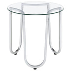 Beller Round Tempered Glass Top End Side Table Chrome