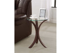 Edgar Round Glass Top Accent Side Table Cappuccino