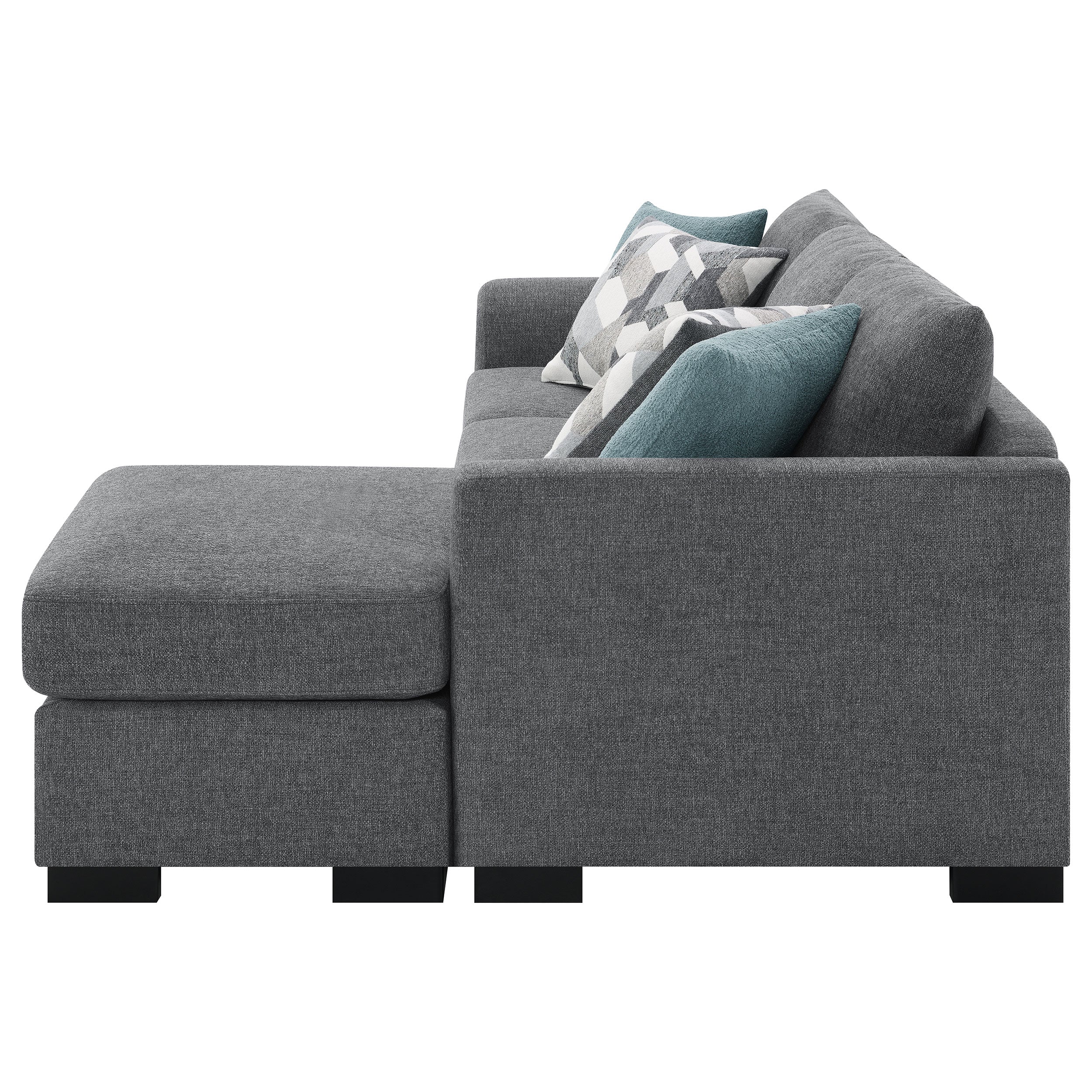 Storey Upholstered Sleeper Sectional Chaise Sofa Dark Grey