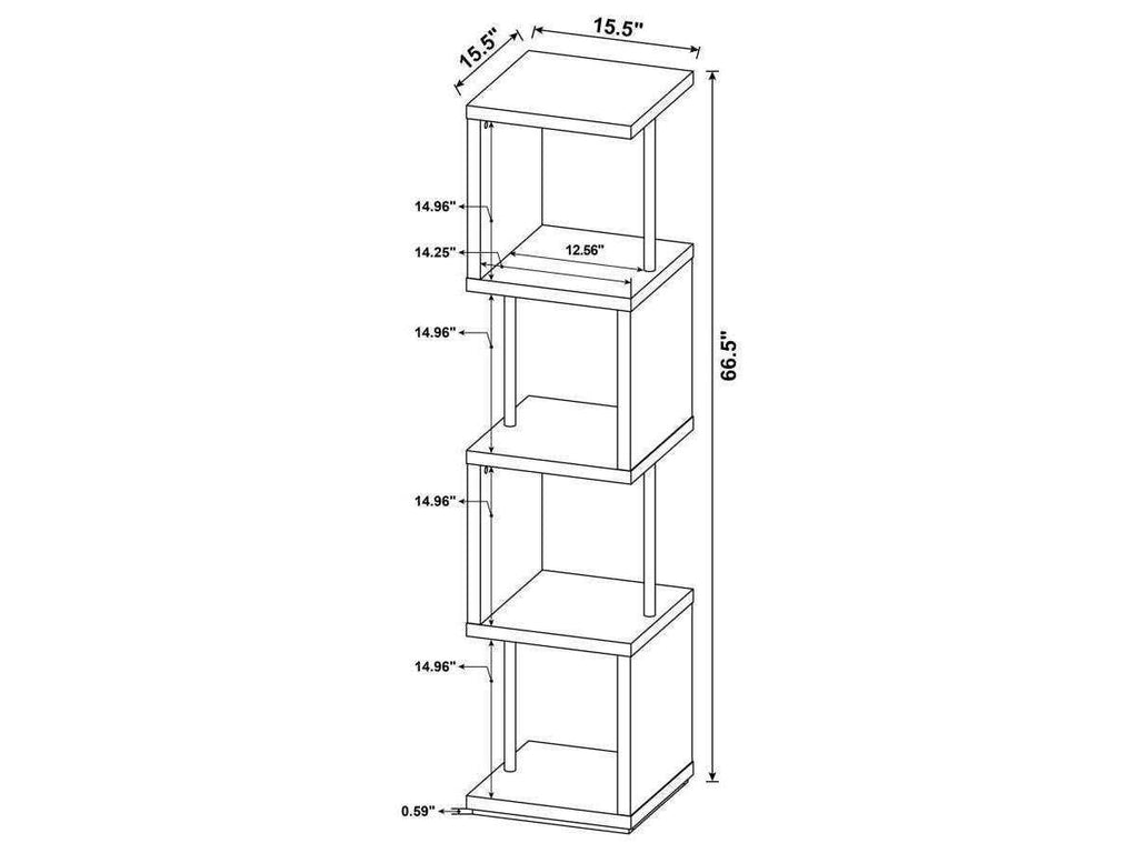 Baxter 67-inch 4-shelf Bookshelf White and Chrome