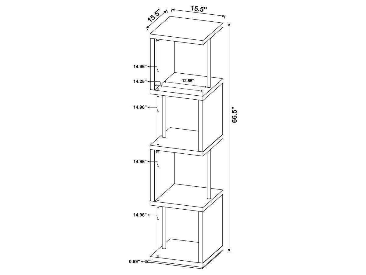 Baxter 67-inch 4-shelf Bookshelf White and Chrome