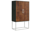 Borman 2-door Home Bar Cabinet Wine Storage Walnut and Black