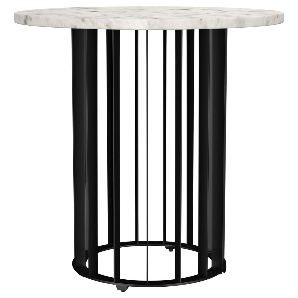 Haven Round Genuine White Marble Top Coffee Table Black