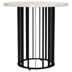 Haven Round Genuine White Marble Top Coffee Table Black