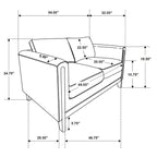 Islington Fabric Upholstered Panel Arm Loveseat Taupe