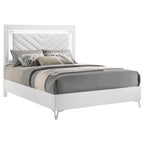 Cassia Eastern King LED Panel Bed White High Gloss