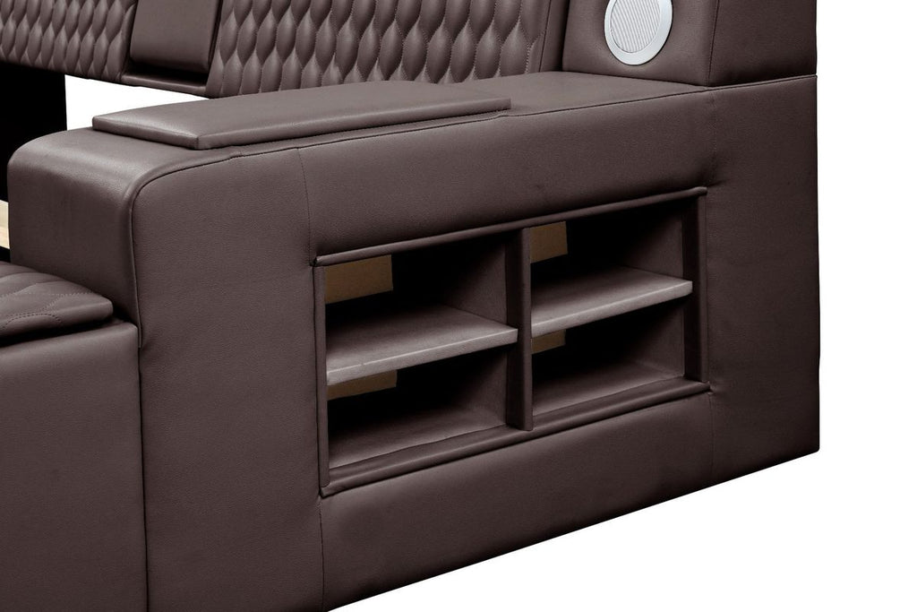 Galaxy Home Zoya Smart Multifunctional Queen Size Bed Made w/ Wood In Brown