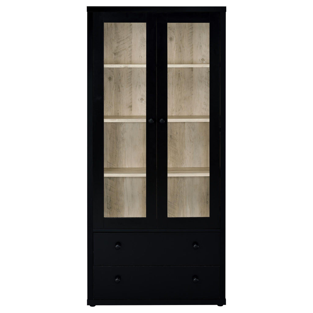 Hawthorne 4-shelf Glass Door Tall Cabinet with Drawers White