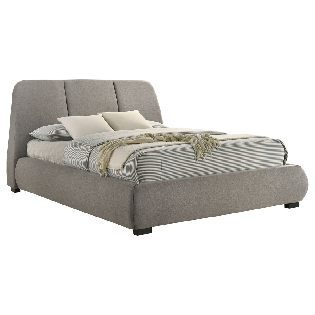 Mokena 46-inch Upholstered Eastern King Platform Bed Taupe