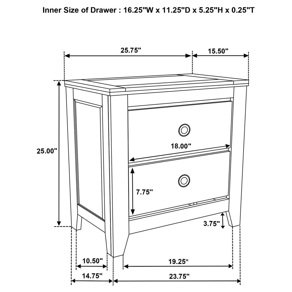 Hazlewood Vineyard Oak 2-drawer Nightstand Bedside Table