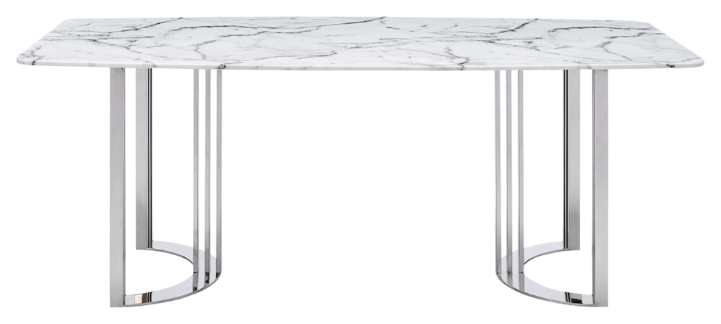 ESF Furniture - 131 Silver Marble 8 Piece Dining Room Set w-1ext in Silver - 131DININGTABLESS-8SET