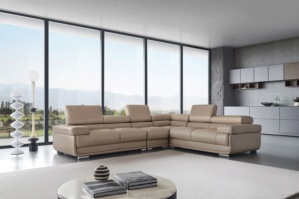 ESF Furniture - 2119 Sectional Sofa in Beige - 2119-SEC-BGE