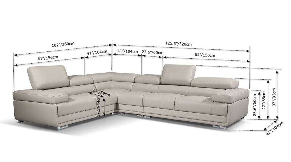 ESF Furniture - 2119 Sectional Sofa in Beige - 2119-SEC-BGE
