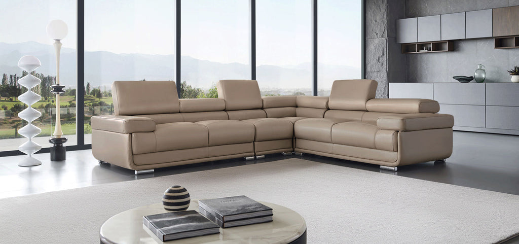 ESF Furniture - 2119 Sectional Sofa in Beige - 2119-SEC-BGE