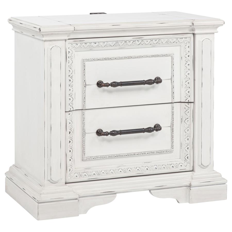McKinney 2-drawer Nightstand with Dual USB Vintage White - 215872