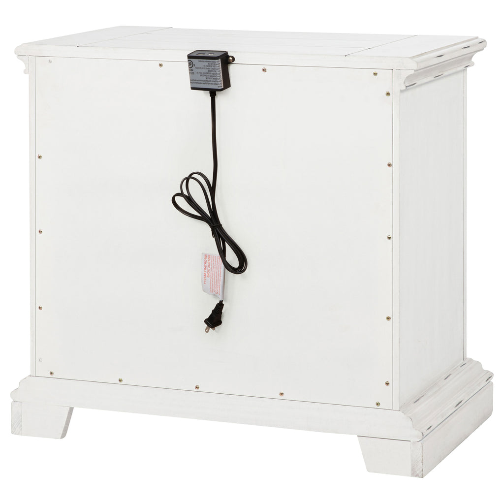 McKinney Vintage White 2-drawer Nightstand with Dual USB
