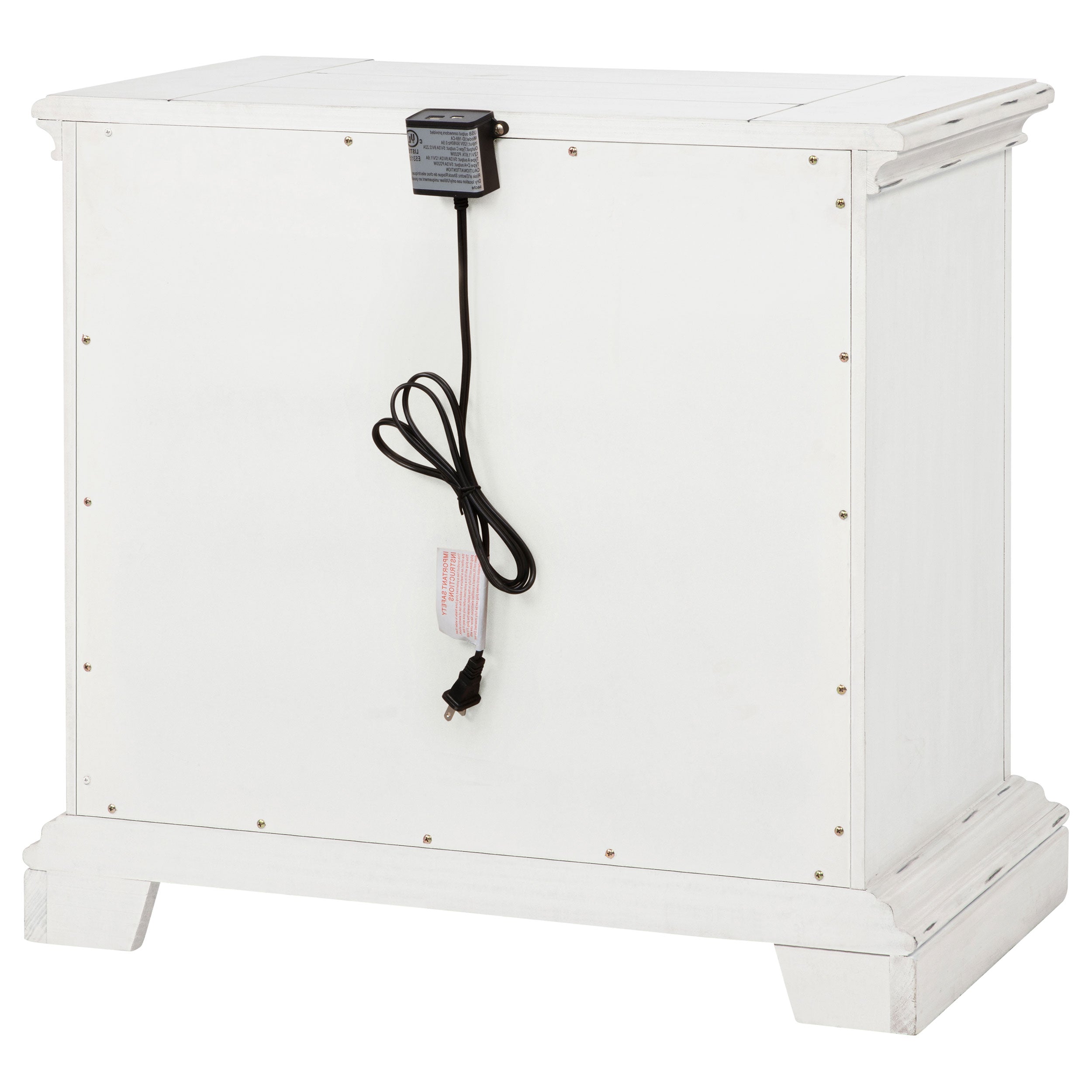 McKinney Vintage White 2-drawer Nightstand with Dual USB