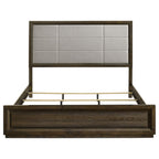Atlas 63-inch California King Upholstered Panel Bed Grey and Dark Oak