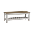 Franco Fabric Upholstered Bench with Shelf Distressed White