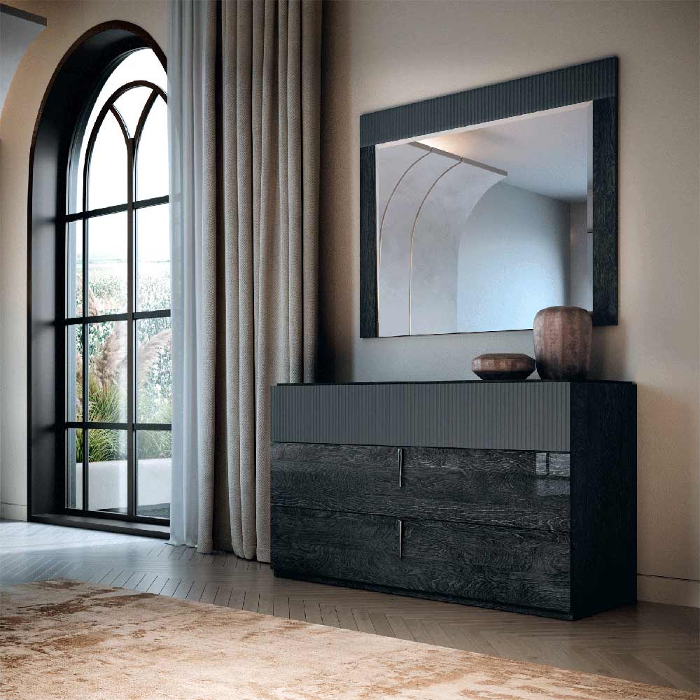 ESF Furniture - Onyx 5 Piece Queen Size Bedroom Set in Metallic Matte - ONYXQS-5SET