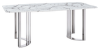 ESF Furniture - 131 Silver Marble 8 Piece Dining Room Set w-1ext in Silver - 131DININGTABLESS-8SET