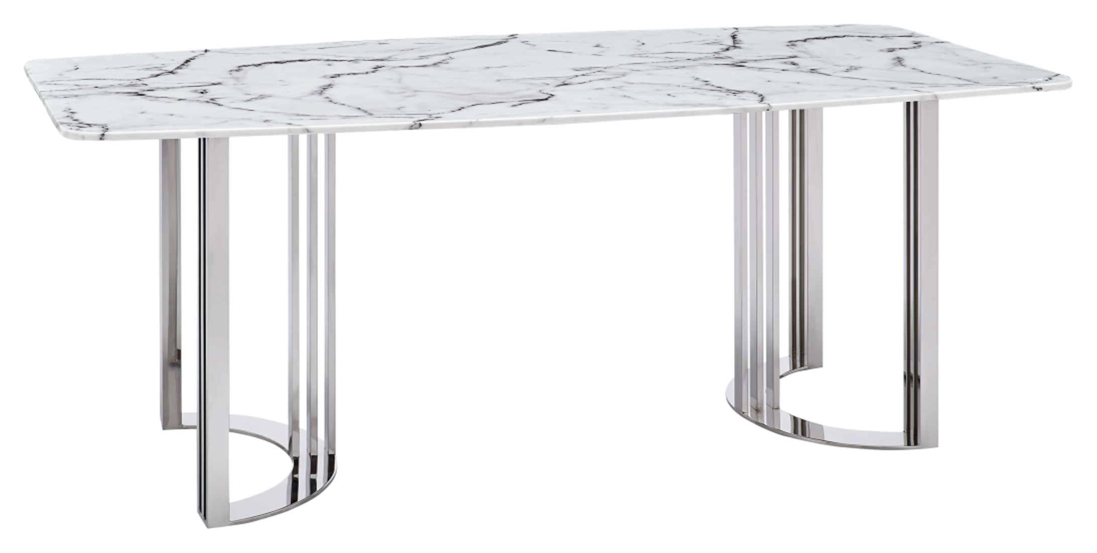 ESF Furniture - 131 Silver Marble 8 Piece Dining Room Set w-1ext in Silver - 131DININGTABLESS-8SET