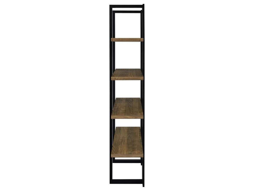 Danbrook 71-inch 4-shelf Bookshelf Black and Aged Walnut