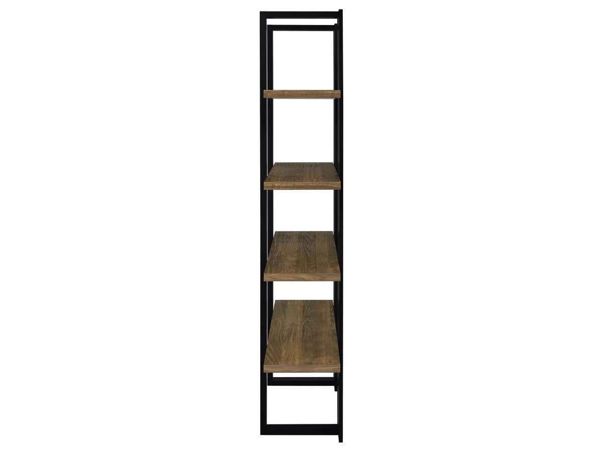 Danbrook 71-inch 4-shelf Bookshelf Black and Aged Walnut