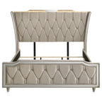 Lorient California King LED Upholstered Bed Ivory and Camel