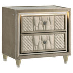 Lorient 2-drawer LED Nightstand with USB Ivory and Camel - 222662