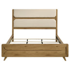 Bennett 78-inch California King Upholstered Panel Bed Cream and Light Oak