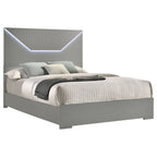 Ives Eastern King Panel Bed LED Headboard White High Gloss