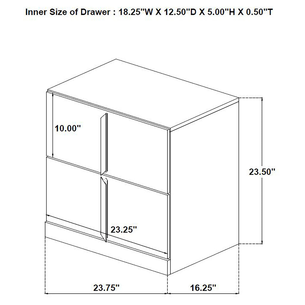 Ines White High Gloss 2-drawer Nightstand Bedside Table