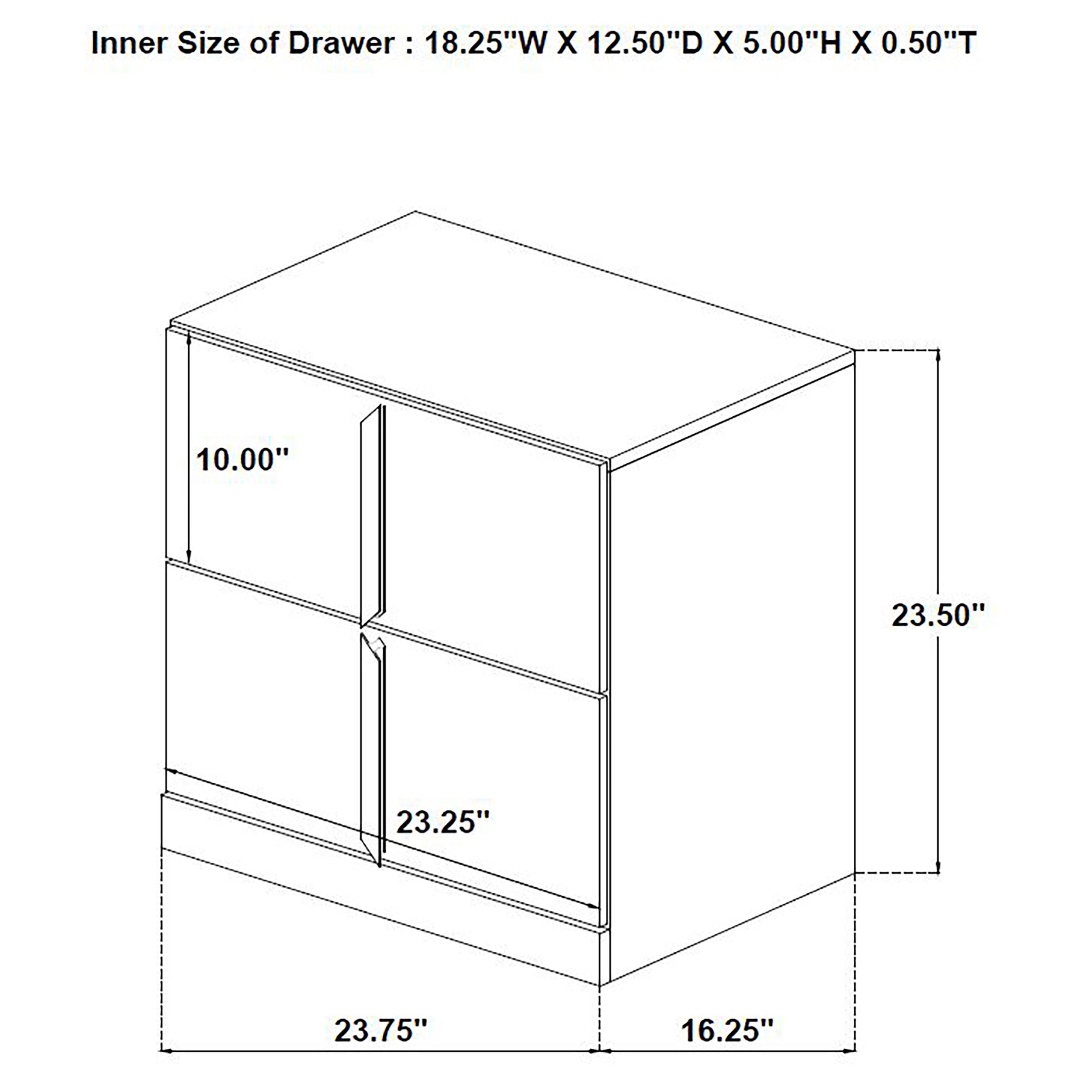 Ines White High Gloss 2-drawer Nightstand Bedside Table